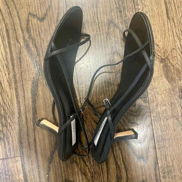 Tony Bianco Caprice Bare Sandals Strappy Black Leather Heels Size 8.5 - Picture 4 of 6